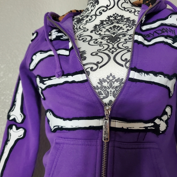 ❌sold❌Abbey Dawn Purple Skeleton Zip-Up Hoodie - Picture 5 of 5